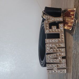 Harley Davidson Velocity Rhinestone Black Genuine Leather Belt